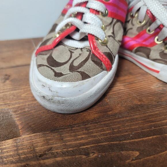 Coach Canvas Shoe Low Top Red and Brown Womens Size 5.5 - Picture 7 of 8